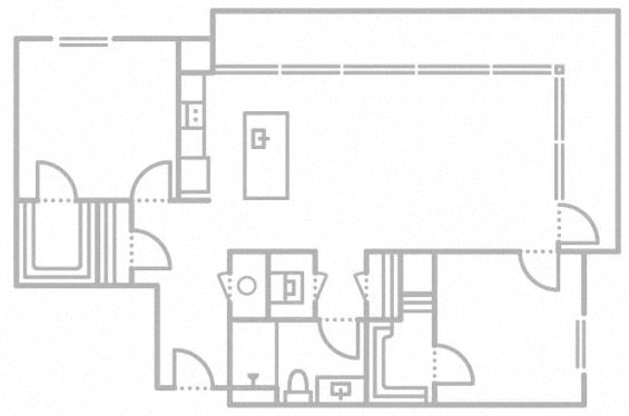Floor plan for 2 beds, 1 bath